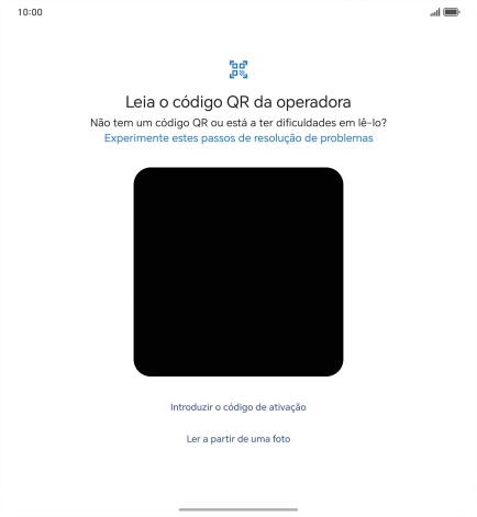 Para scanear o código QR enviado, enquadre-o na moldura da câmara do telefone.