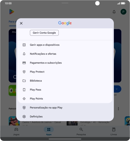 Prima Gerir apps e dispositivos.