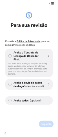 Prima o campo ao lado das definições pretendidas para as selecionar.