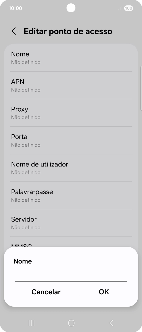 Introduza Vodafone Internet e prima OK.