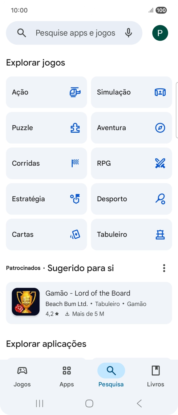 Prima a caixa de pesquisa.