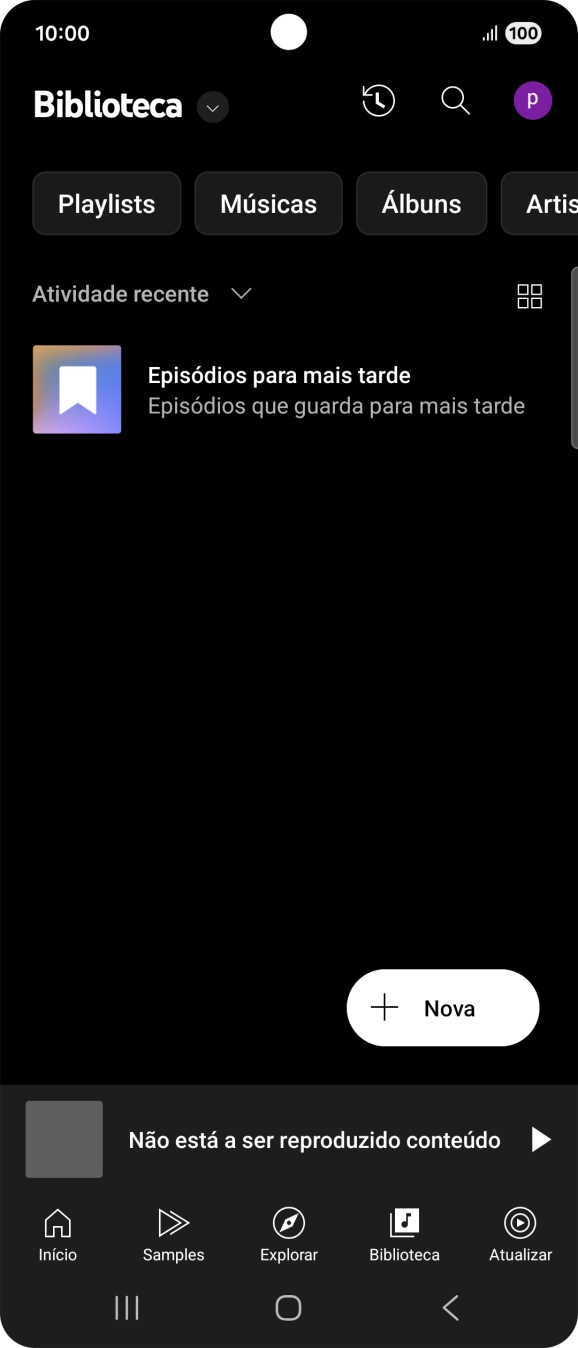 Prima a lista suspensa.