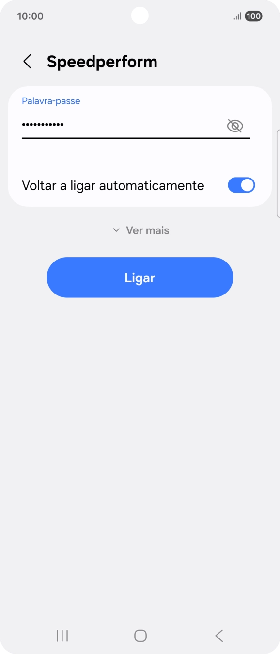 Introduza a password da rede Wi-Fi e prima Ligar.