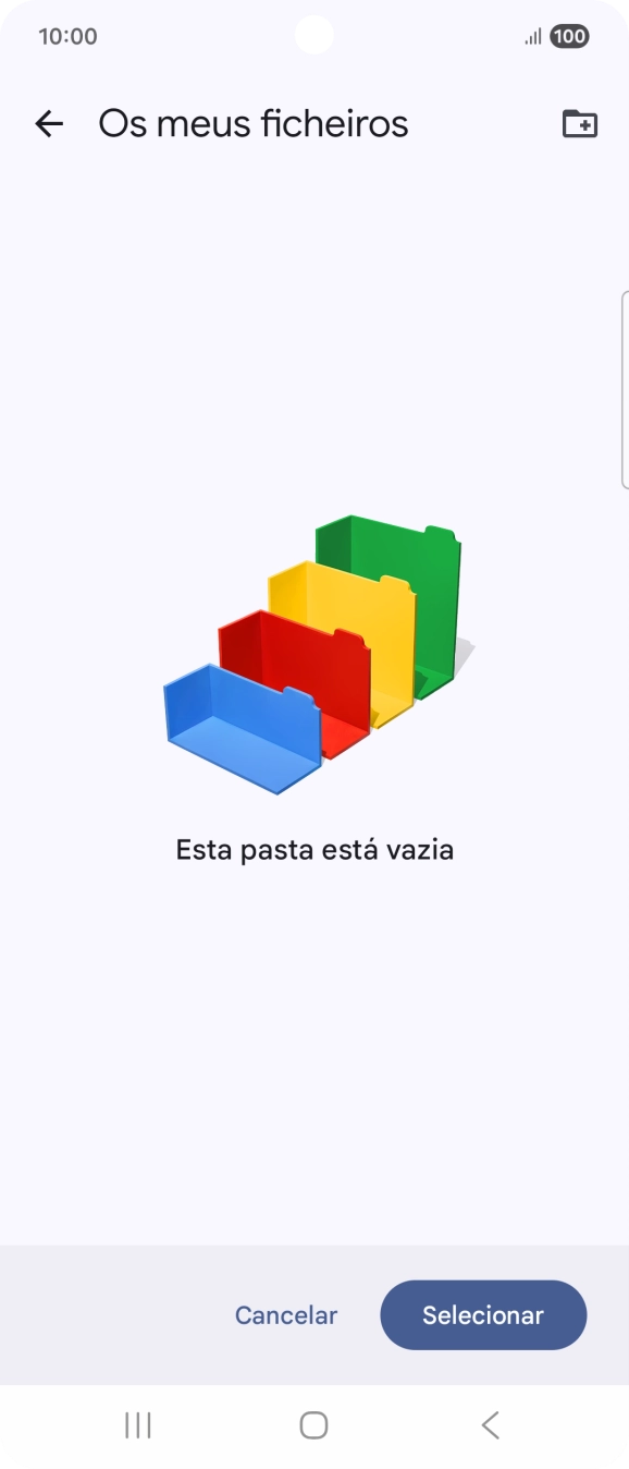 Se quiser criar uma nova pasta, prima o ícone de nova pasta e siga as indicações no ecrã para criar uma nova pasta.
