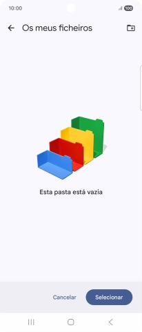 Se quiser criar uma nova pasta, prima o ícone de nova pasta e siga as indicações no ecrã para criar uma nova pasta.