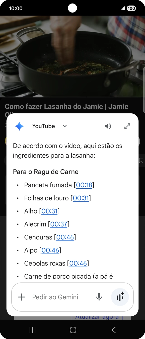 A resposta da Gemini à sua pergunta é agora mostrada no ecrã.