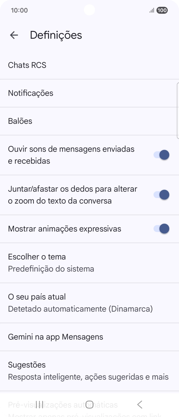 Prima Gemini na app Mensagens.