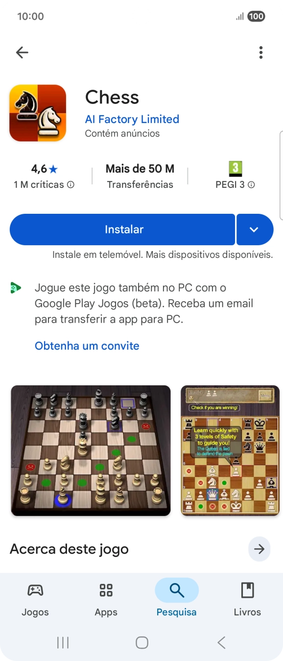 Prima Instalar e siga as indicações no ecrã para instalar a app.