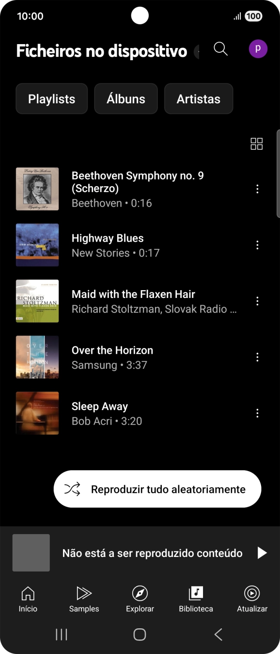 Prima o ficheiro de música pretendido.