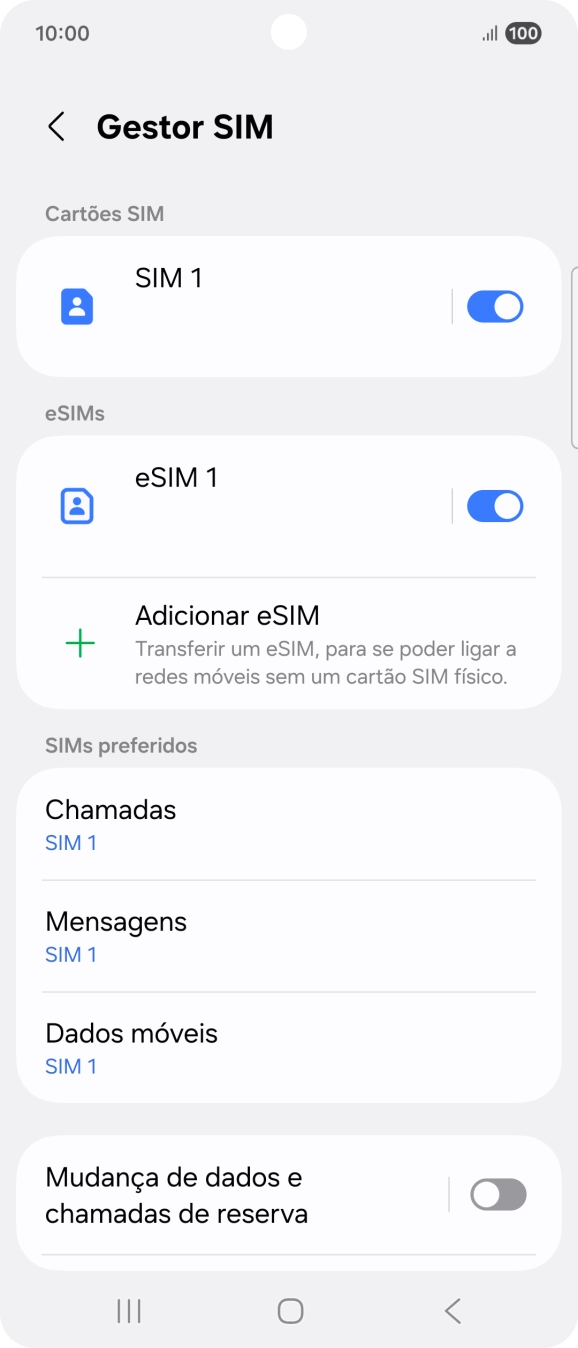Prima o eSIM pretendido.
