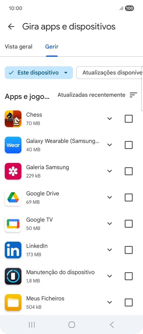 Prima a app pretendida.