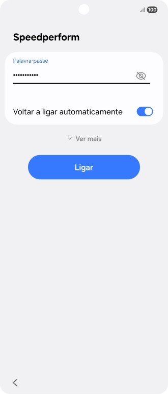 Introduza a password da rede Wi-Fi e prima Ligar.