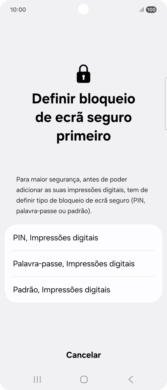 Prima o código de bloqueio do telefone pretendido e siga as indicações no ecrã para estabelecer um código de bloqueio adicional.