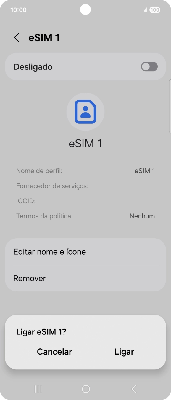Se ativar a utilização do plano, deve premir Ligar.