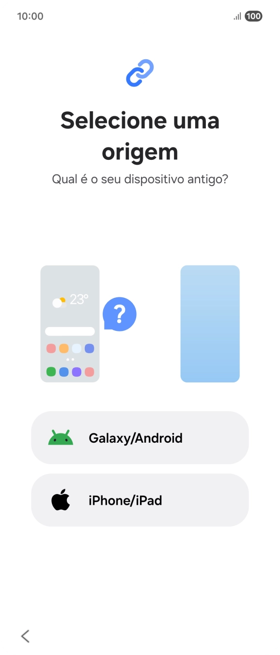Prima a definição pretendida e siga as indicações no ecrã para transferir conteúdo de outro telefone.