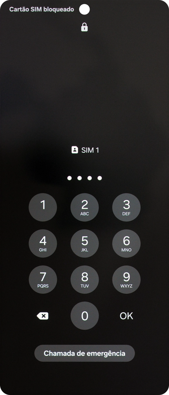 Se o cartão SIM estiver bloqueado, deve introduzir o código PIN e premir OK.