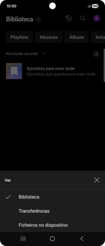 Prima a categoria pretendida e dirija-se ao ficheiro de música pretendido.
