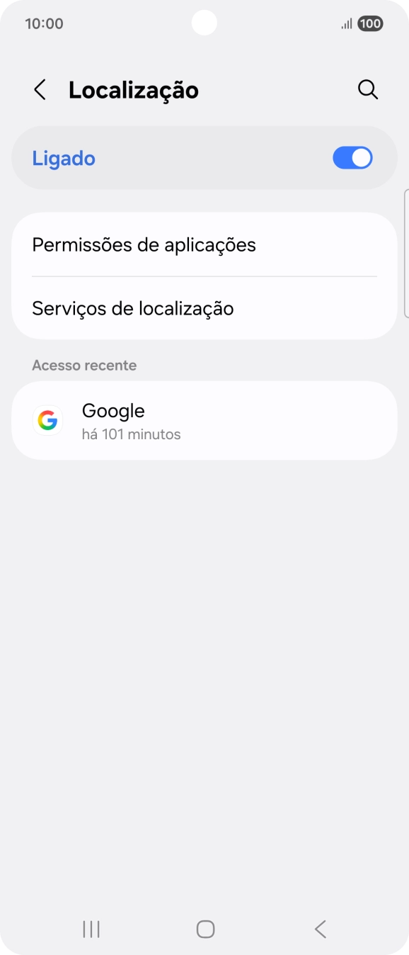 Prima Permissões de aplicações.