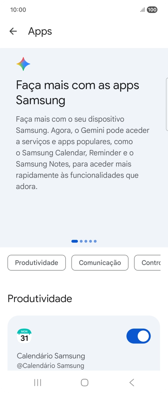 Prima o indicador junto à extensão pretendida para ativar a função.