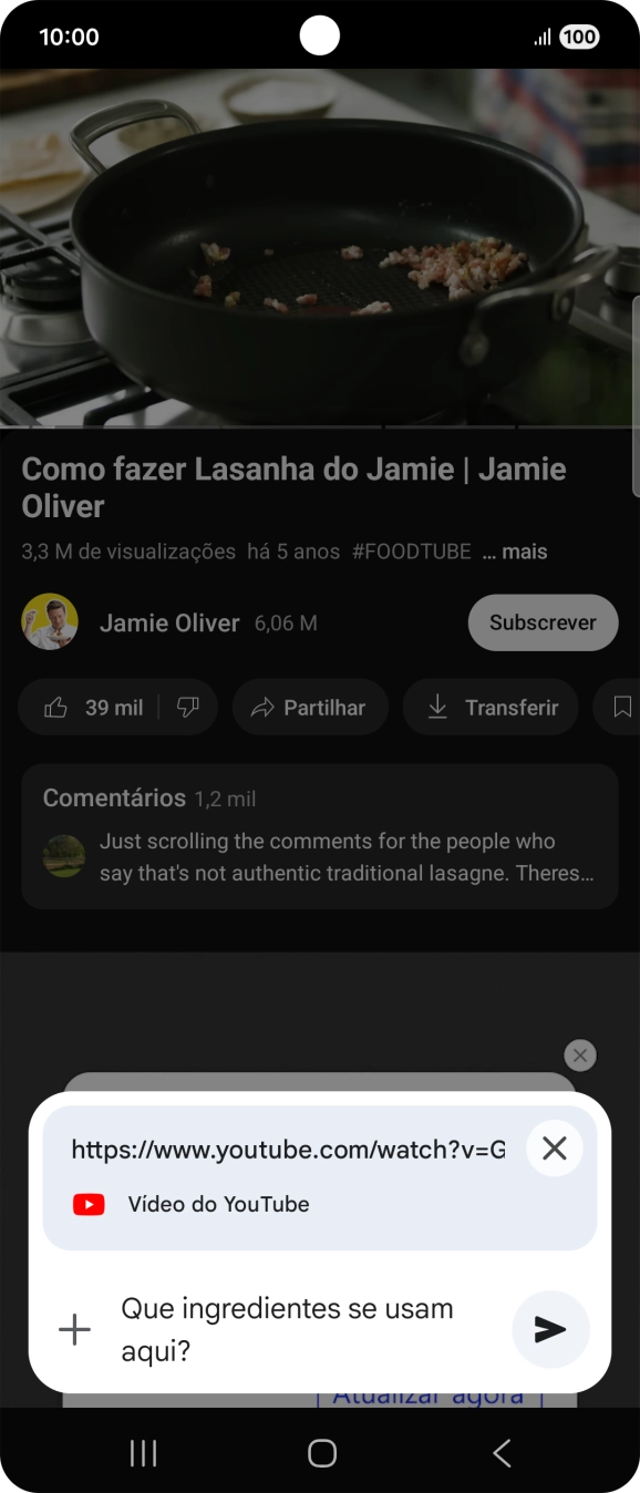 Siga as indicações no ecrã para escrever ou ditar a pergunta pretendida para o vídeo.