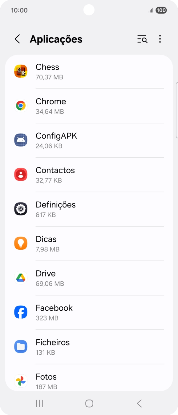 Prima a app pretendida.