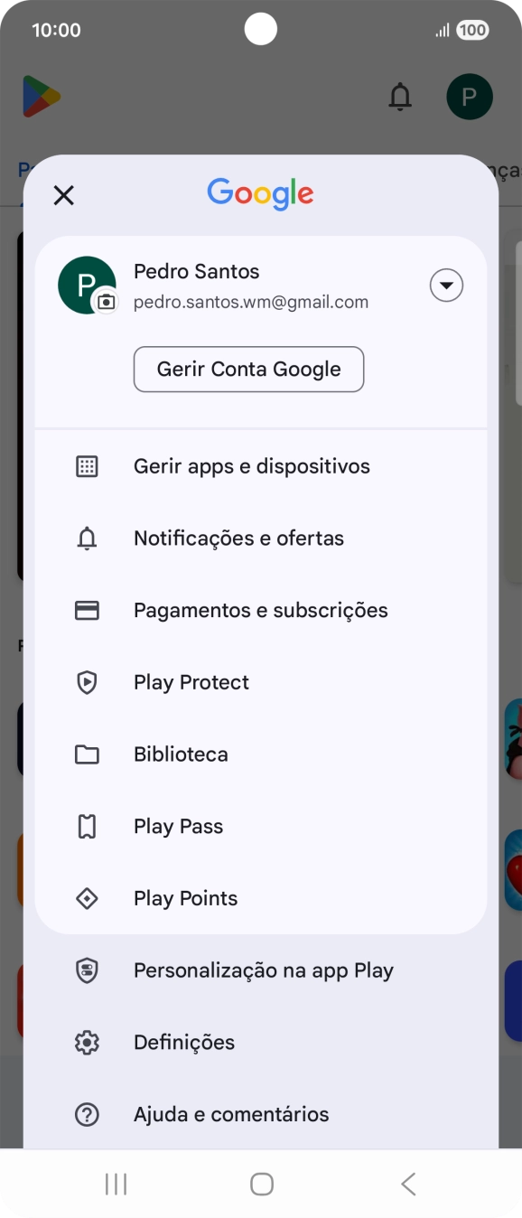 Prima Gerir apps e dispositivos.