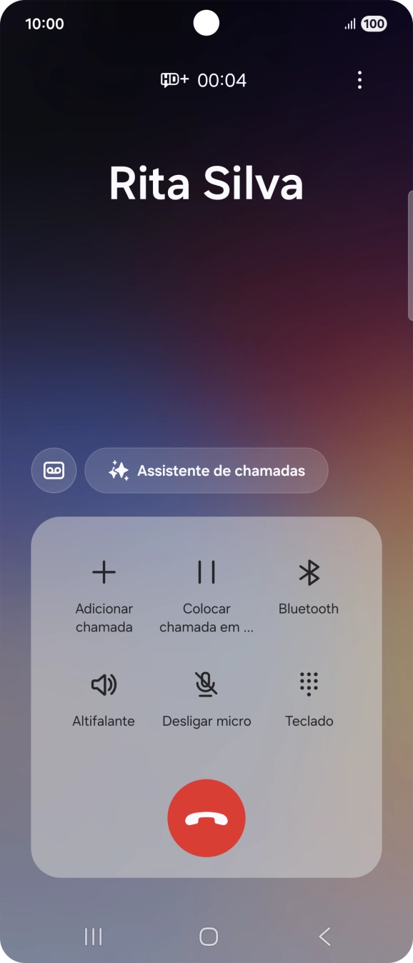 Para utilizar a IA Galaxy para traduzir durante uma chamada, prima Assistente de chamadas.