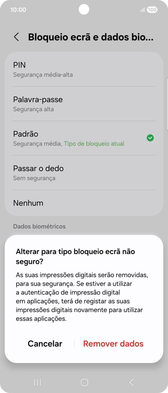 Prima Remover dados.
