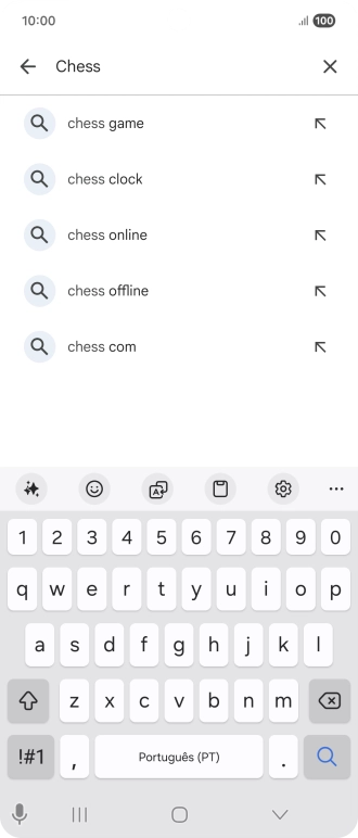 Introduza o nome ou categoria da app pretendida e prima o ícone para pesquisar.