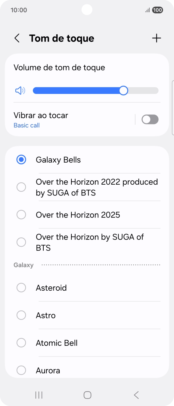 Prima os tons de toque pretendidos para os ouvir.