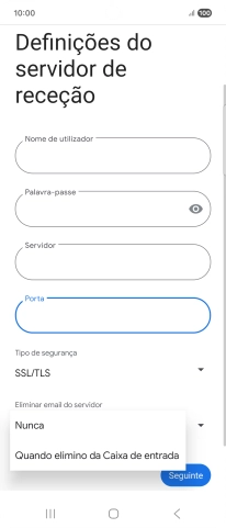 Prima Nunca para manter os e-mails no servidor quando estes são apagados no telefone.