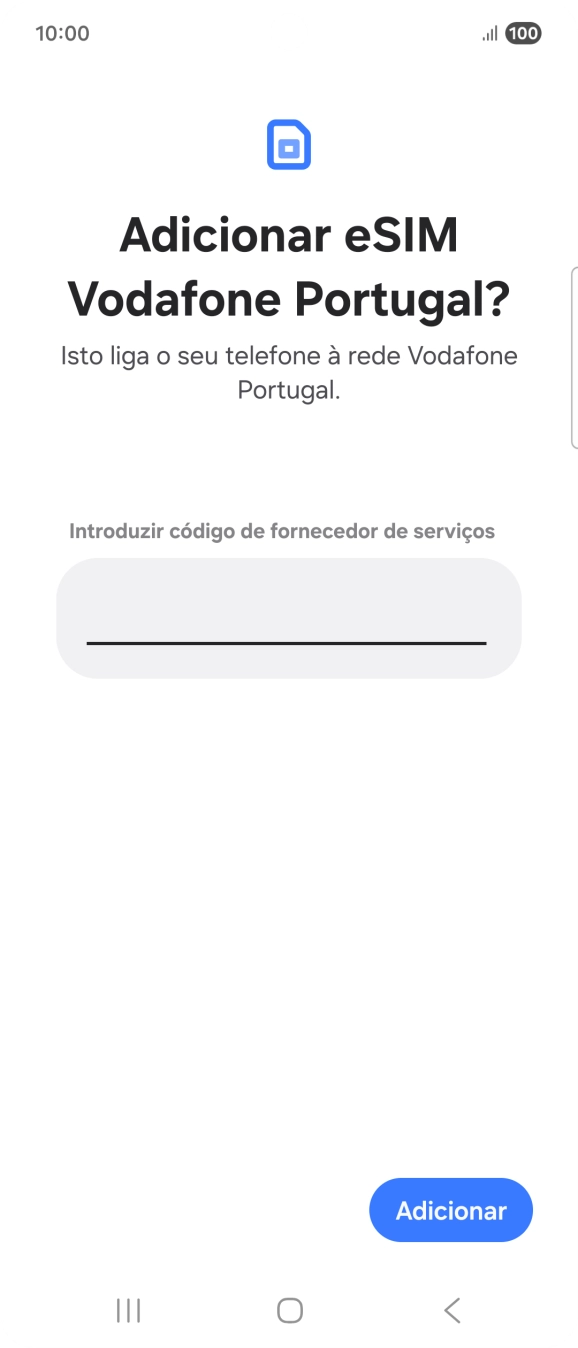 Introduza o código de confirmação enviado e prima Adicionar.