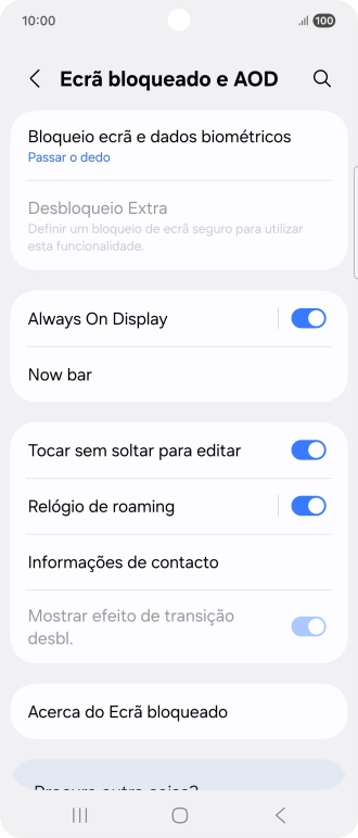 Prima Bloqueio ecrã e dados biométricos.