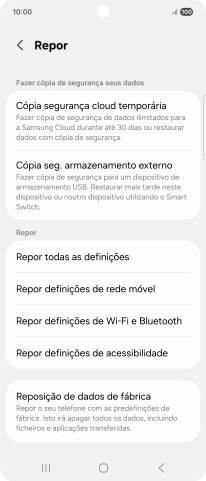 Prima Reposição de dados de fábrica.