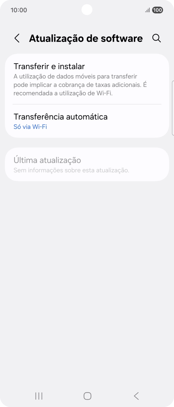 Prima Transferir e instalar. Se existir uma nova versão de software disponível, será agora indicado no ecrã. Siga as indicações no ecrã para atualizar o software do telefone.