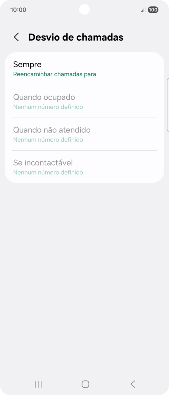 Prima o tipo de desvio pretendido.