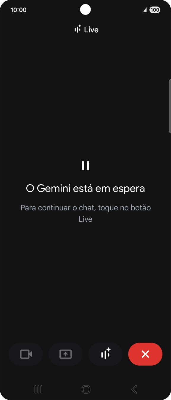 Para reiniciar a conversa, prima o ícone para retomar.