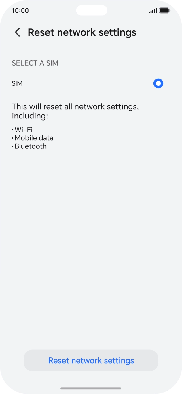 Press Reset network settings.