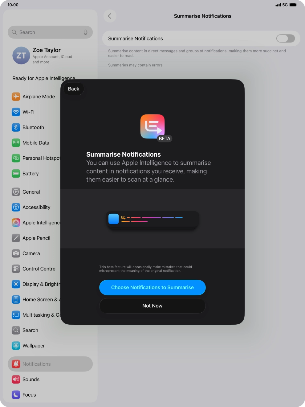 If you turn on the function, follow the instructions on the screen to select more settings.