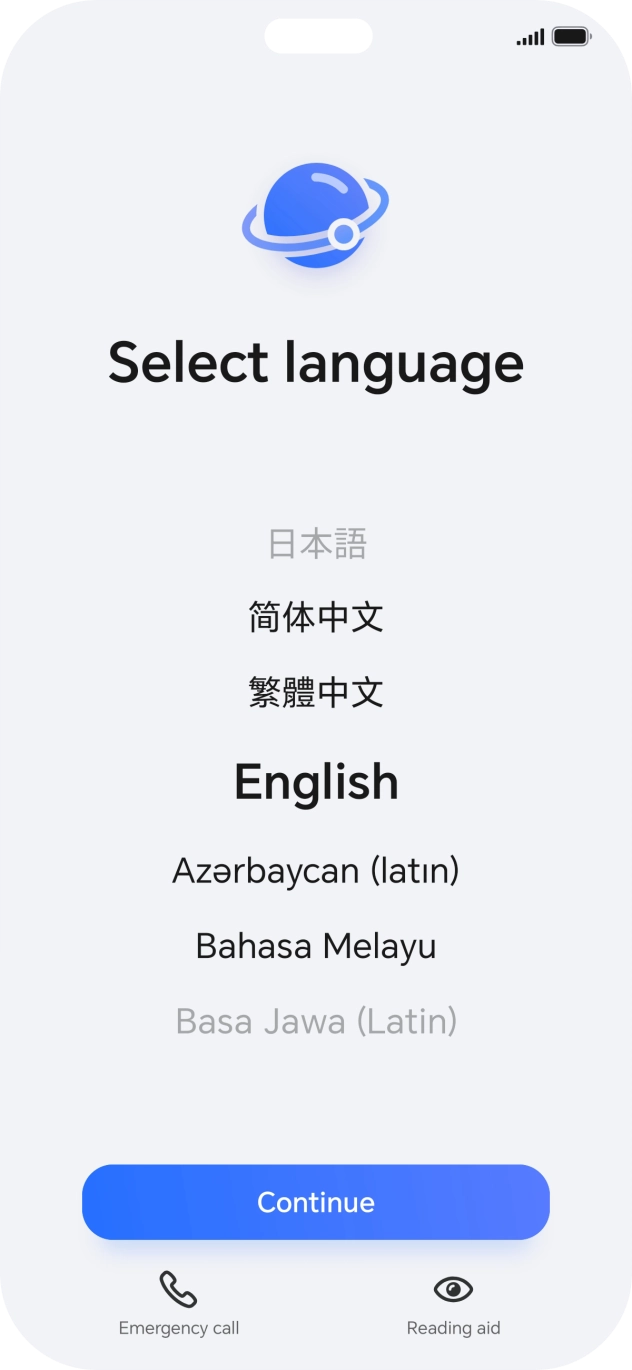 Press the required language.