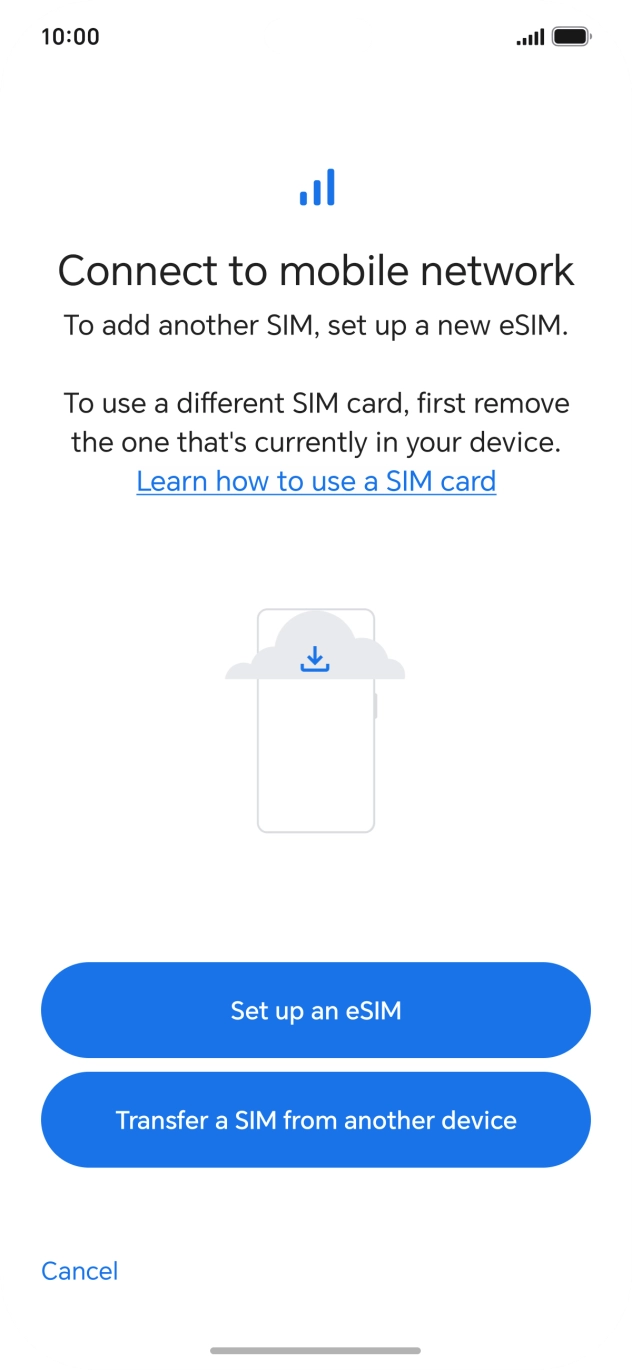 Press Set up an eSIM.