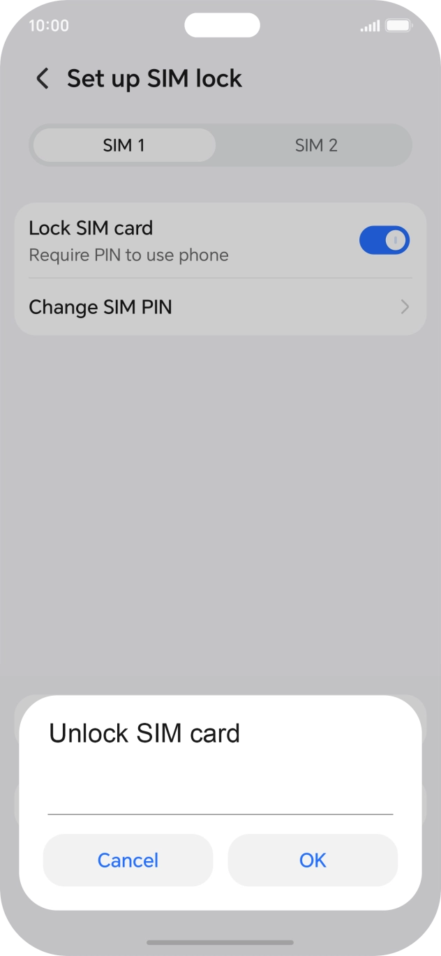 Key in your SIM PIN and press OK. The default SIM PIN is 0000.