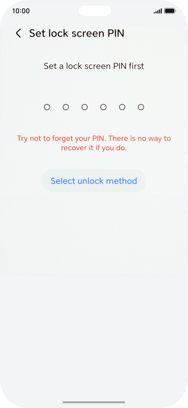 Press Select unlock method. Press Select unlock method.