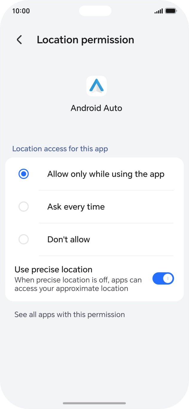 Press the required setting. Press the required setting.