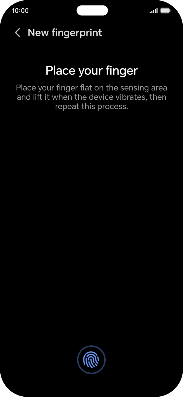 Follow the instructions on the screen to create the lock code using your fingerprint. Follow the instructions on the screen to create the lock code using your fingerprint.