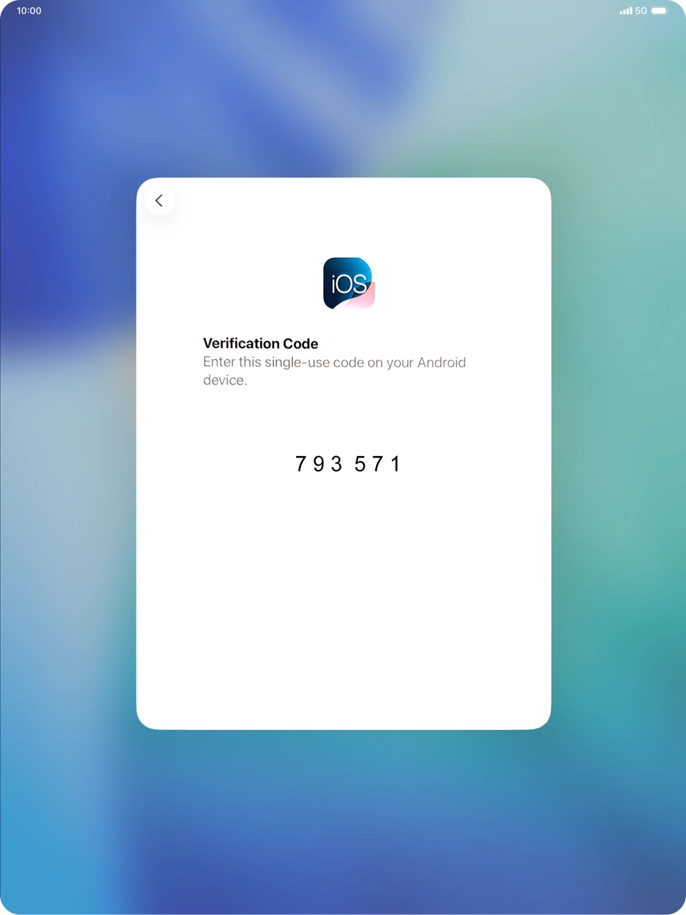 Follow the instructions on the screen and in the 'Move to iOS' app to transfer the content from the Android device to your tablet and set up your tablet and prepare it for use.