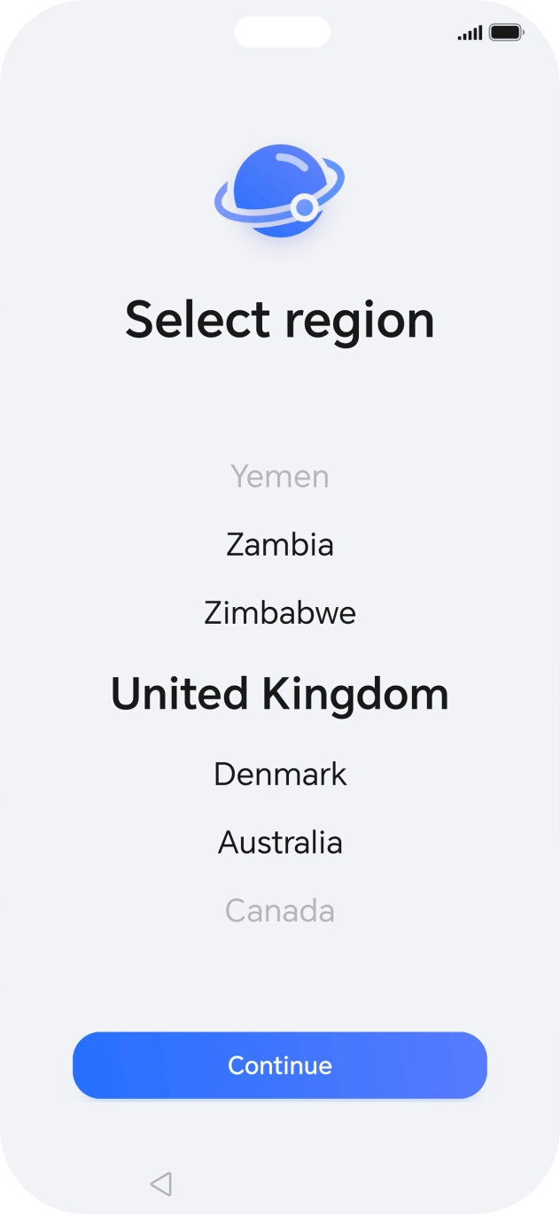 Press the required country or area.