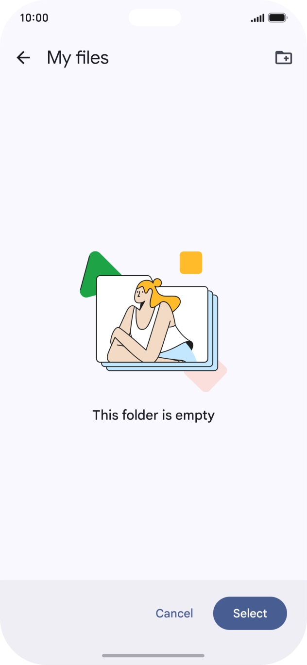 To create a new folder, press the new folder icon and follow the instructions on the screen to create a new folder.