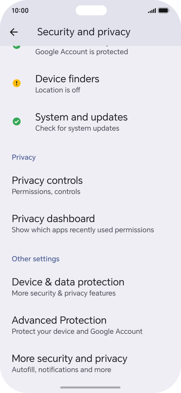 Press More security and privacy.