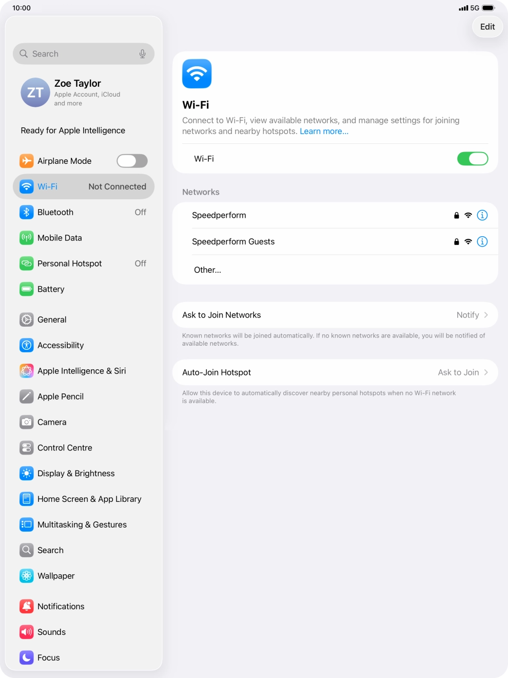 Press the required WiFi network and key in the password for the WiFi network.